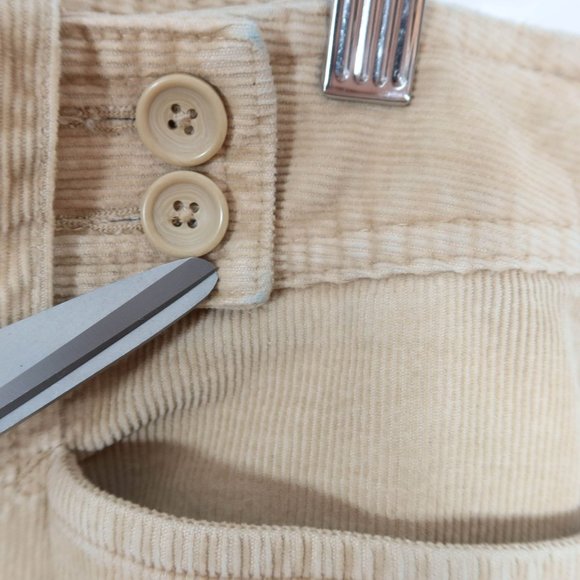 TALBOTS Size 12 Beige Cotton Blend Fine Wale Straight Leg Tab Waist Pants - Picture 7 of 8